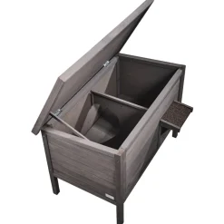 VEVOR Outdoor Cat House Weatherproof, Feral Cat Shelter for Multiple Cats, Outdoor Wooden Cat Rabbit House with All-Round Foam Insulated, Open Roof, PVC Door Flaps, 34