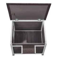 VEVOR Outdoor Cat House Weatherproof, Feral Cat Shelter for Multiple Cats, Outdoor Wooden Cat Rabbit House with a Window, Open Roof and PVC Door Flaps, 24