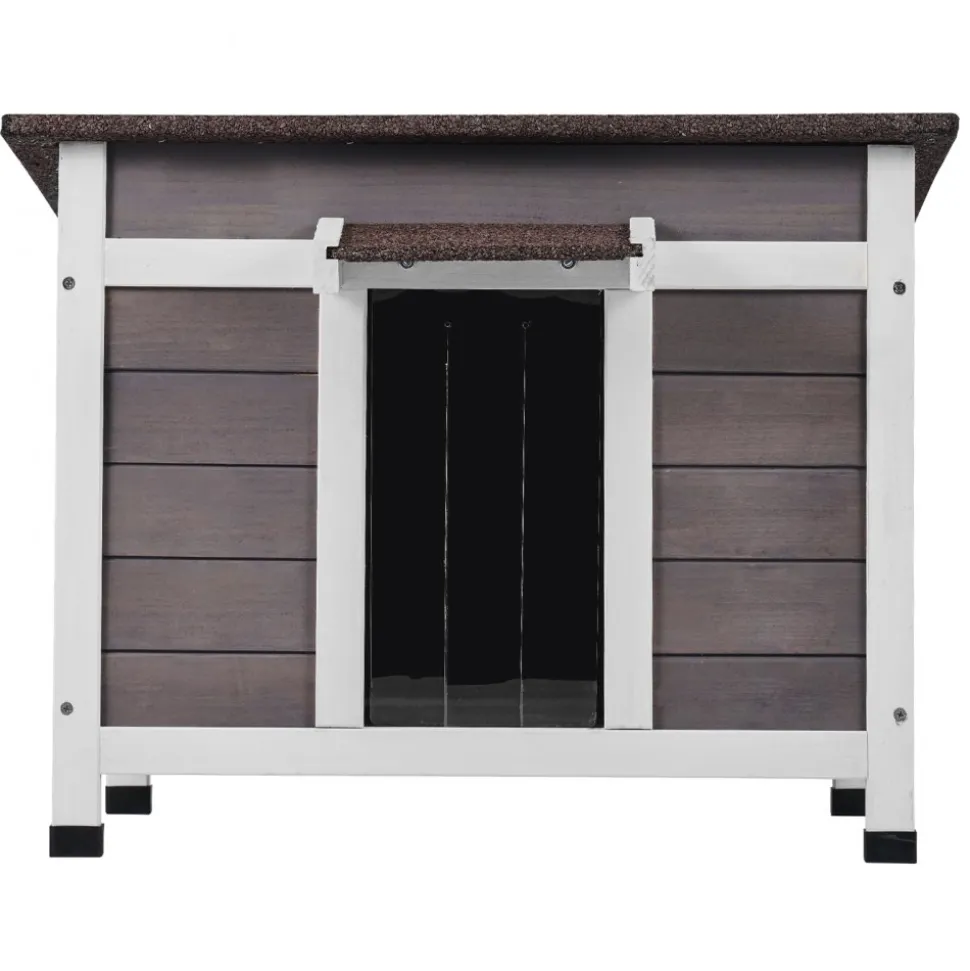 VEVOR Outdoor Cat House Weatherproof, Feral Cat Shelter for Multiple Cats, Outdoor Wooden Cat Rabbit House with a Window, Open Roof and PVC Door Flaps, 24"L x 21"W x 18"H