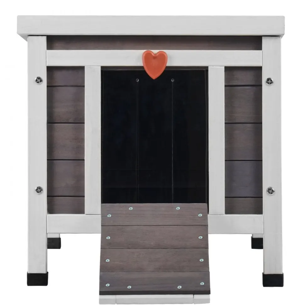 VEVOR Outdoor Cat House Weatherproof, Feral Cat Shelter for Multiple Cats, Outdoor Wooden Cat Rabbit House with PVC Door Flaps and Open Roof, 21"L x 17"W x 17"H