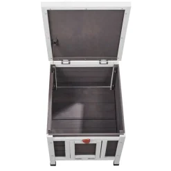 VEVOR Outdoor Cat House Weatherproof, Feral Cat Shelter for Multiple Cats, Outdoor Wooden Cat Rabbit House with PVC Door Flaps and Open Roof, 21