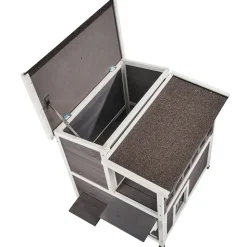 VEVOR Outdoor Cat House Weatherproof, Feral Cat Shelter for Multiple Cats, 2-story Large Outdoor Wooden Cat House with Balcony, Doors, PVC Door Flaps and Open Roof, 30
