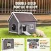 VEVOR Outdoor Cat House Weatherproof, Feral Cat Shelter for Multiple Cats, Outdoor Wooden Cat House with Large Side Door, PVC Door Flaps, Open Roof, Clear Window, 22"L x 30"W x 26"H