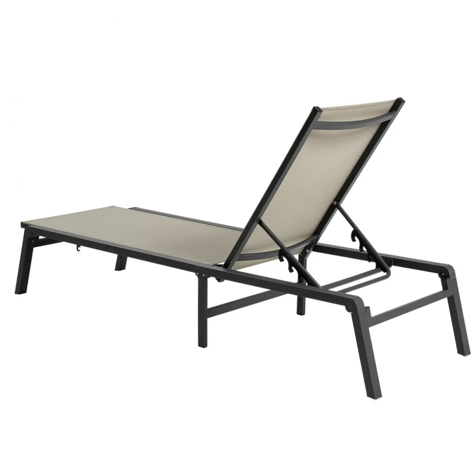 VEVOR Outdoor Chaise Lounge Chair Set of 2, 400 lbs Weight Capacity, Foldable Sun Tanning Chair, 5 Adjustable Positions, Easy Assembly, Aluminum Pool Recliner Lounge Chairs, for Beach Yard Patio