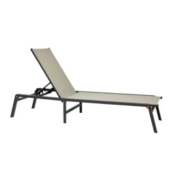 VEVOR Outdoor Chaise Lounge Chair, 400 lbs Weight Capacity, Foldable Sun Tanning Chair, 5 Adjustable Positions, Easy Assembly, Heavy Duty Aluminum Pool Recliner Lounge Chairs, for Beach Yard Patio