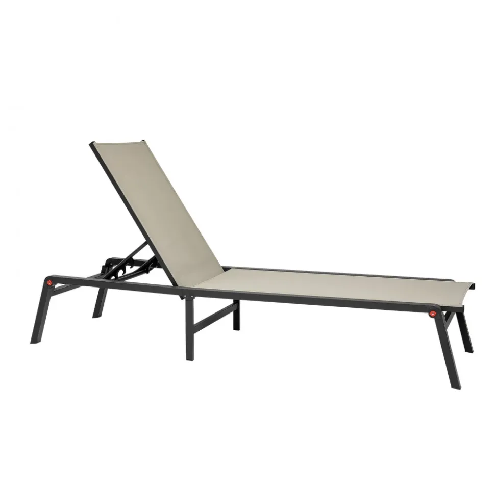 VEVOR Outdoor Chaise Lounge Chair, 400 lbs Weight Capacity, Foldable Sun Tanning Chair, 5 Adjustable Positions, Easy Assembly, Heavy Duty Aluminum Pool Recliner Lounge Chairs, for Beach Yard Patio