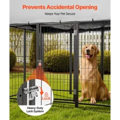 VEVOR Outdoor Dog Kennel, 7.87 x 3.94 x 5.4 ft Large Dog Kennel with Secure Lock, Outside Dogs Enclosures with UV-Resistant & Waterproof Roof Cover, Heavy Duty Pet Crate Cage Run for Large Dogs