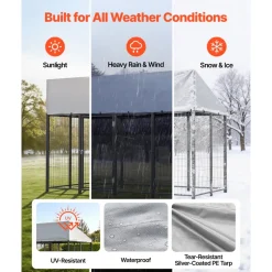 VEVOR Outdoor Dog Kennel, 7.87 x 3.94 x 5.4 ft Large Dog Kennel with Secure Lock, Outside Dogs Enclosures with UV-Resistant & Waterproof Roof Cover, Heavy Duty Pet Crate Cage Run for Large Dogs