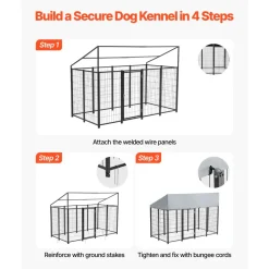 VEVOR Outdoor Dog Kennel, 7.87 x 3.94 x 5.4 ft Large Dog Kennel with Secure Lock, Outside Dogs Enclosures with UV-Resistant & Waterproof Roof Cover, Heavy Duty Pet Crate Cage Run for Large Dogs