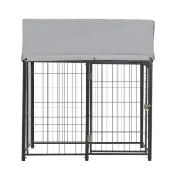 VEVOR Outdoor Dog Kennel, 3.67 x 3.78 x 4.1 ft Large Dog Kennel with Secure Lock, Outside Dogs Enclosures with UV-Resistant & Waterproof Roof Cover, Heavy Duty Pet Crate Cage Run for Large Dogs
