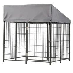 VEVOR Outdoor Dog Kennel, 3.67 x 3.78 x 4.1 ft Large Dog Kennel with Secure Lock, Outside Dogs Enclosures with UV-Resistant & Waterproof Roof Cover, Heavy Duty Pet Crate Cage Run for Large Dogs