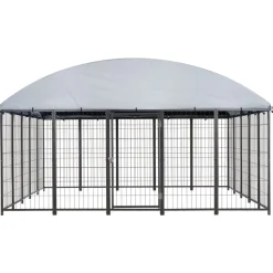 VEVOR Outdoor Dog Kennel, 9.8 x 9.8 x 5.4 ft Large Dog Kennel with Secure Lock, Outside Dogs Enclosures with UV-Resistant & Waterproof Roof Cover, Heavy Duty Pet Crate Cage Run for Large Dogs