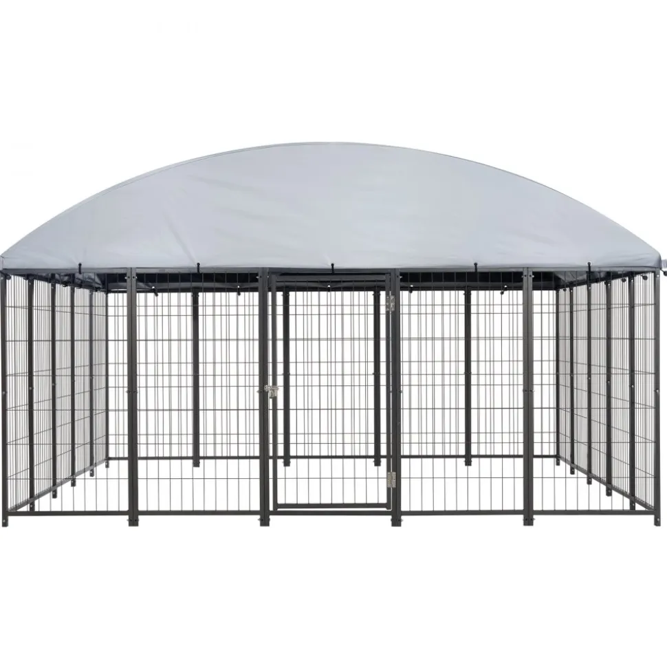 VEVOR Outdoor Dog Kennel, 9.8 x 9.8 x 5.4 ft Large Dog Kennel with Secure Lock, Outside Dogs Enclosures with UV-Resistant & Waterproof Roof Cover, Heavy Duty Pet Crate Cage Run for Large Dogs