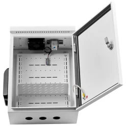 VEVOR Outdoor Electrical Box, Cold-Rolled Steel, Electrical Junction Box with Thermostat and Fan, Rain Hood, Ventilated Design, IP65 Waterproof Hinged Enclosure, Wall/Pole Mounted, 20 x 16 x 8 in