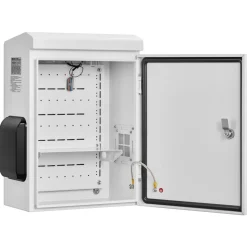 VEVOR Outdoor Electrical Box, Cold-Rolled Steel, Electrical Junction Box with Thermostat and Fan, Rain Hood, Ventilated Design, IP65 Waterproof Hinged Enclosure, Wall/Pole Mounted, 20 x 16 x 8 in
