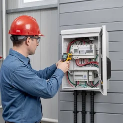 VEVOR Outdoor Electrical Box, Cold-Rolled Steel, Electrical Junction Box with Thermostat and Fan, Rain Hood, Ventilated Design, IP65 Waterproof Hinged Enclosure, Wall/Pole Mounted, 20 x 16 x 8 in