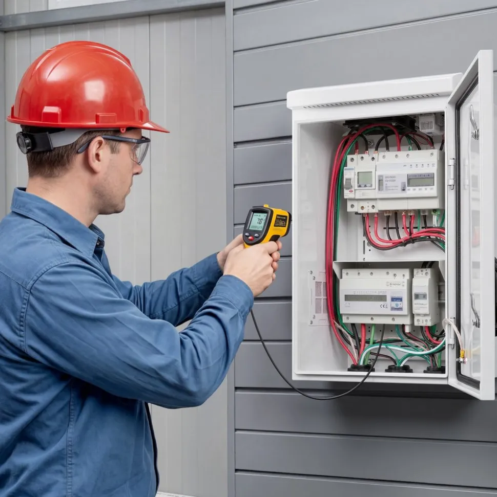 VEVOR Outdoor Electrical Box, Cold-Rolled Steel, Electrical Junction Box with Thermostat and Fan, Rain Hood, Ventilated Design, IP65 Waterproof Hinged Enclosure, Wall/Pole Mounted, 24 x 16 x 12 in