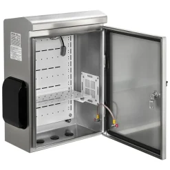 VEVOR Outdoor Electrical Box, 20 x 16 x 8 in, Stainless Steel Ventilated Electrical Enclosure with Thermostat and Fan, Rain Hood, Hinge Connection, IP65 Waterproof Junction Box, Wall/Pole Mounted,