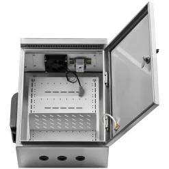 VEVOR Outdoor Electrical Box, 20 x 16 x 8 in, Stainless Steel Ventilated Electrical Enclosure with Thermostat and Fan, Rain Hood, Hinge Connection, IP65 Waterproof Junction Box, Wall/Pole Mounted,