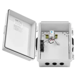 VEVOR Outdoor Electrical Box, ABS, Waterproof Electrical Junction Box with Thermostat and Fan, Mounting Plate, Cable Grommets, Ventilated Plastic Enclosure, 14.2 x 10.8 x 5.9 in, IP65 for Indoor/Outdoor