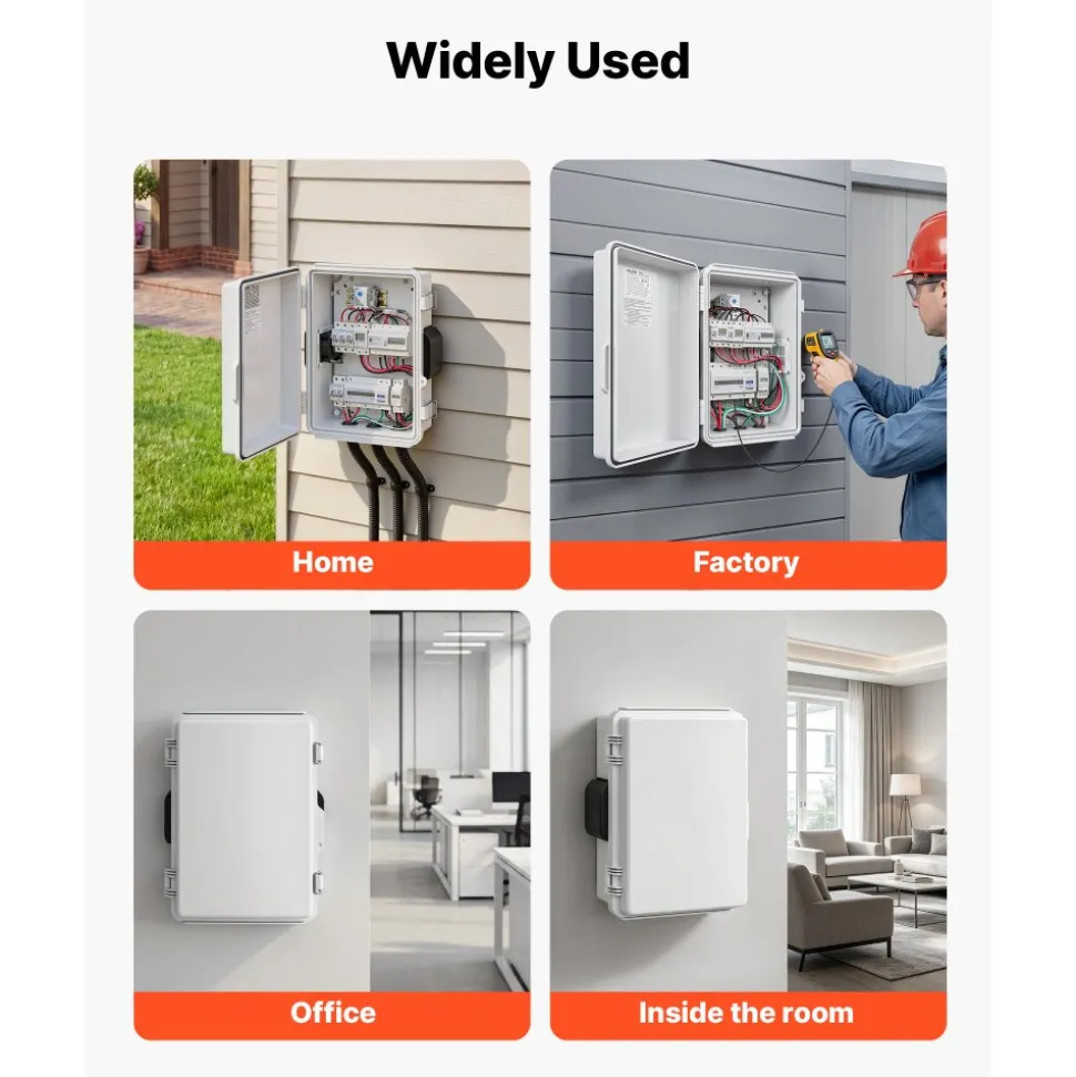 VEVOR Outdoor Electrical Box, ABS, Waterproof Electrical Junction Box with Thermostat and Fan, Mounting Plate, Cable Grommets, Ventilated Plastic Enclosure, 14.2 x 10.8 x 5.9 in, IP65 for Indoor/Outdoor