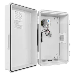 VEVOR Outdoor Electrical Box, ABS, Waterproof Electrical Junction Box with Thermostat and Fan, Mounting Plate, Cable Grommets, Ventilated Plastic Enclosure, 14.2 x 10.8 x 5.9 in, IP65 for Indoor/Outdoor