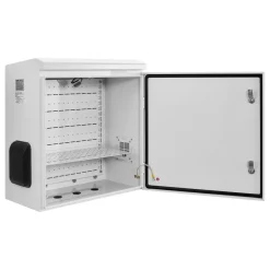 VEVOR Outdoor Electrical Box, Cold-Rolled Steel, Electrical Junction Box with Thermostat and Fan, Rain Hood, Ventilated Design, IP65 Waterproof Hinged Enclosure, Wall/Pole Mounted, 24 x 24 x 12 in