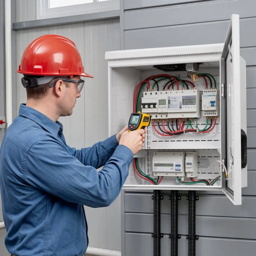 VEVOR Outdoor Electrical Box, Cold-Rolled Steel, Electrical Junction Box with Thermostat and Fan, Rain Hood, Ventilated Design, IP65 Waterproof Hinged Enclosure, Wall/Pole Mounted, 24 x 24 x 12 in