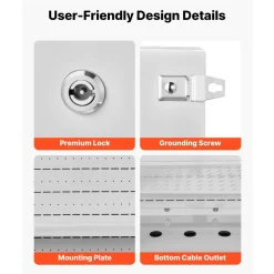 VEVOR Outdoor Electrical Box, Cold-Rolled Steel, Electrical Junction Box with Thermostat and Fan, Rain Hood, Ventilated Design, IP65 Waterproof Hinged Enclosure, Wall/Pole Mounted, 24 x 24 x 12 in