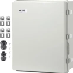 VEVOR Outdoor Electrical Junction Box, 20.87 x 16.92 x 7.87 in, ABS Plastic Electrical Enclosure Box with Hinged Cover Stainless Steel Latch, IP67 Dustproof Waterproof for Outdoor Electrical Projects