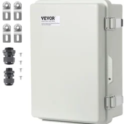 VEVOR Outdoor Electrical Junction Box, 11.81 x 7.87 x 7.08 in, ABS Plastic Electrical Enclosure Box with Hinged Cover Stainless Steel Latch, IP67 Dustproof Waterproof for Outdoor Electrical Projects