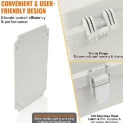 VEVOR Outdoor Electrical Junction Box, 11.81 x 7.87 x 7.08 in, ABS Plastic Electrical Enclosure Box with Hinged Cover Stainless Steel Latch, IP67 Dustproof Waterproof for Outdoor Electrical Projects