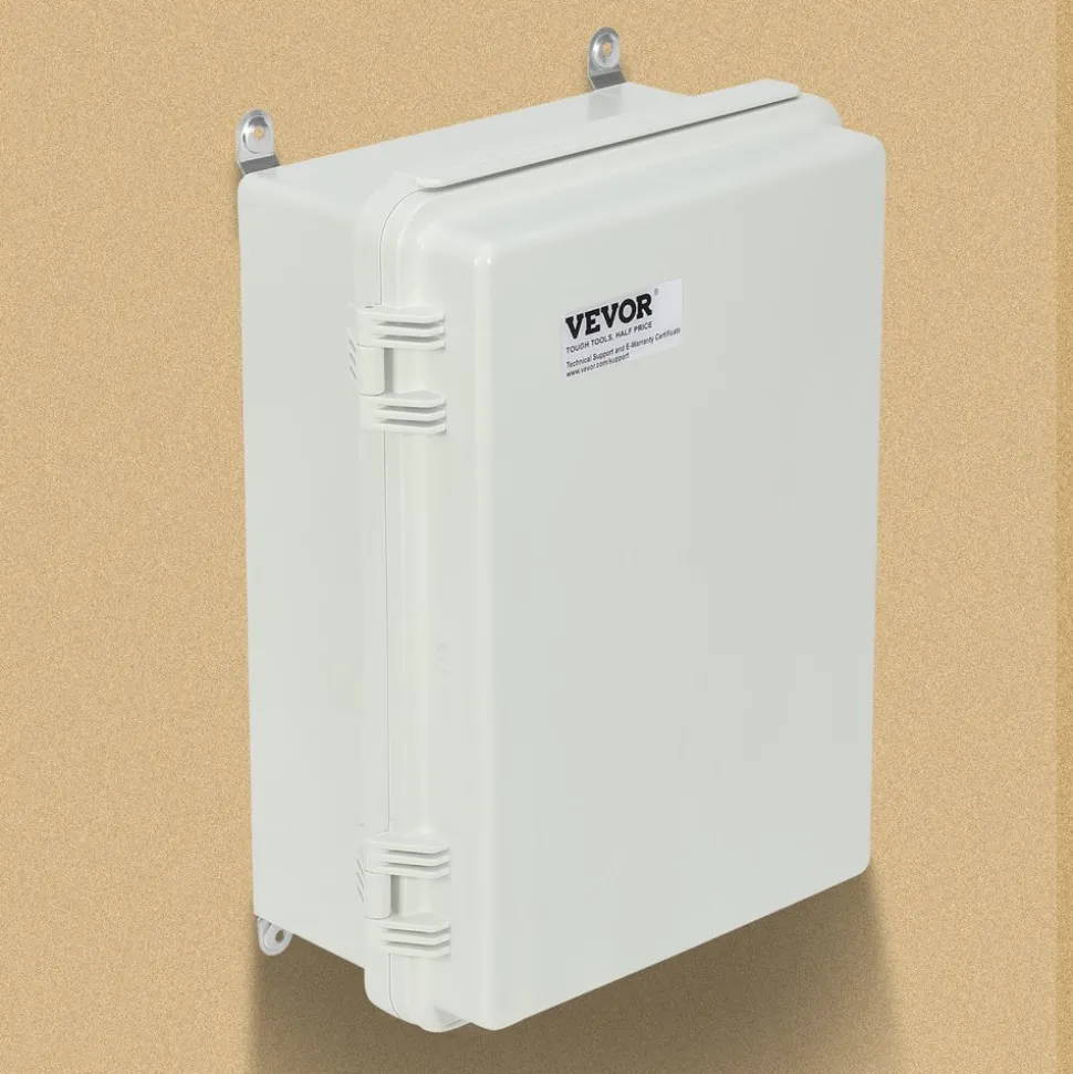 VEVOR Outdoor Electrical Junction Box, 11.81 x 7.87 x 7.08 in, ABS Plastic Electrical Enclosure Box with Hinged Cover Stainless Steel Latch, IP67 Dustproof Waterproof for Outdoor Electrical Projects