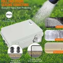 VEVOR Outdoor Electrical Junction Box, 11.81 x 7.87 x 7.08 in, ABS Plastic Electrical Enclosure Box with Hinged Cover Stainless Steel Latch, IP67 Dustproof Waterproof for Outdoor Electrical Projects