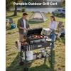 VEVOR Outdoor Grill Cart, 31.0 x 17.0 inch Tabletop Size Grilling Table, Foldable Outdoor Cooking Table with Tissue Holder, Wheels, Magnetic Tool Rack, BBQ Prep Tables for Picnic, Kitchen, Courtyard