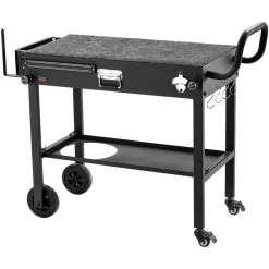VEVOR Outdoor Grill Cart, 31.0 x 17.0 inch Tabletop Size Grilling Table, Foldable Outdoor Cooking Table with Tissue Holder, Wheels, Magnetic Tool Rack, BBQ Prep Tables for Picnic, Kitchen, Courtyard