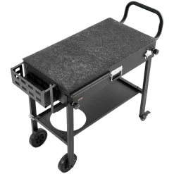 VEVOR Outdoor Grill Cart, 31.0 x 17.0 inch Tabletop Size Grilling Table, Foldable Outdoor Cooking Table with Tissue Holder, Wheels, Magnetic Tool Rack, BBQ Prep Tables for Picnic, Kitchen, Courtyard