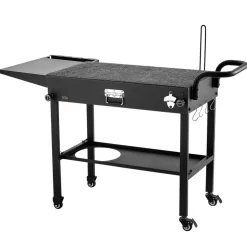 VEVOR Outdoor Grill Cart, 31.0 x 17.0 inch Tabletop Size Grilling Table, Foldable Outdoor Cooking Table with Tissue Holder, Hooks, Wheels, Side Table, BBQ Prep Tables for Picnic, Kitchen, Courtyard
