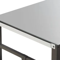 VEVOR Outdoor Grill Dining Cart with Double-Shelf, BBQ Movable Food Prep Table, Multifunctional Iron Table Top, Portable Modular Carts for Pizza Oven, Worktable with 2 Wheels, Carry Handle, Black