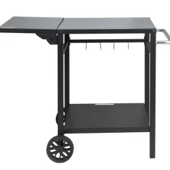 VEVOR Outdoor Grill Dining Cart with Double-Shelf, BBQ Movable Food Prep Table, Multifunctional Foldable Iron Table Top, Portable Modular Carts for Pizza Oven, Worktable with 2 Wheels, Carry Handle