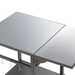 VEVOR Outdoor Grill Dining Cart with Double-Shelf, BBQ Movable Food Prep Table, Multifunctional Foldable Iron Table Top, Portable Modular Carts for Pizza Oven, Worktable with 2 Wheels, Carry Handle