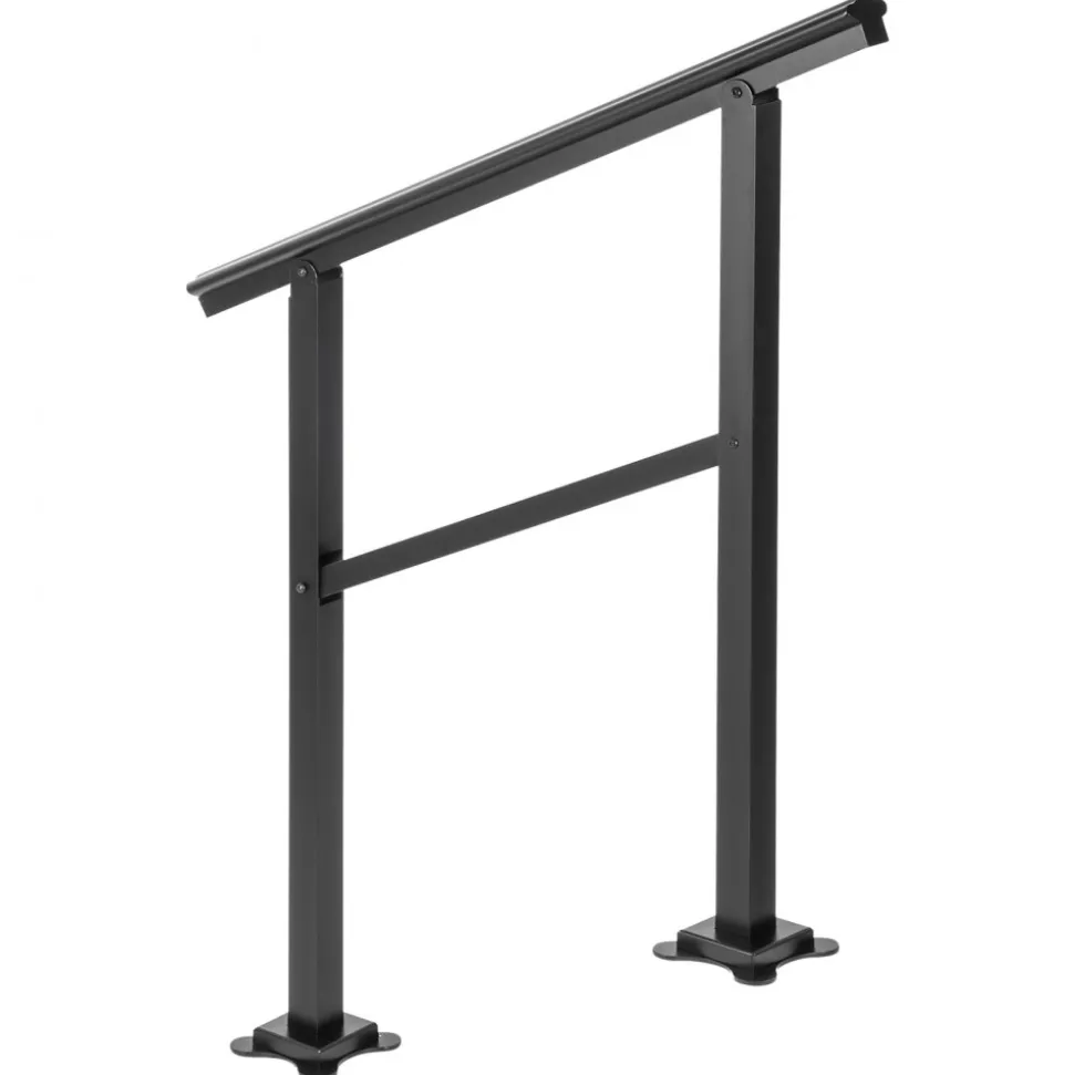 VEVOR Outdoor Handrail 165LBS Load Handrail Outdoor Stairs Aluminum Stair Handrail 36 x 35" Outdoor Stair Railing Transitional Range from 0 to 30° Staircase Handrail Fits 2-3 Steps with Screw Kit