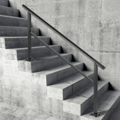 VEVOR Outdoor Handrail 165LBS Load Handrail Outdoor Stairs Aluminum Stair Handrail 60 x 35" Outdoor Stair Railing Transitional Range from 0 to 30° Staircase Handrail Fits 4-5 Steps with Screw Kit
