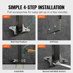VEVOR Outdoor Handrail 165LBS Load Handrail Outdoor Stairs Aluminum Stair Handrail 60 x 35