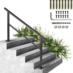 VEVOR Outdoor Handrail 165LBS Load Handrail Outdoor Stairs Aluminum Stair Handrail 60 x 35