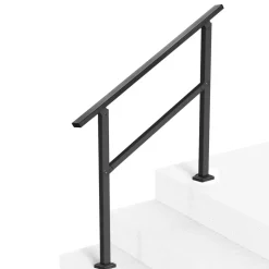 VEVOR Outdoor Handrails for Steps, 2-3 Step Stair Rail Kit, Black Square Tube with Horizontal Bar, Carbon Steel Support Rails for Seniors, Concrete & Deck Stairs, Easy Installation