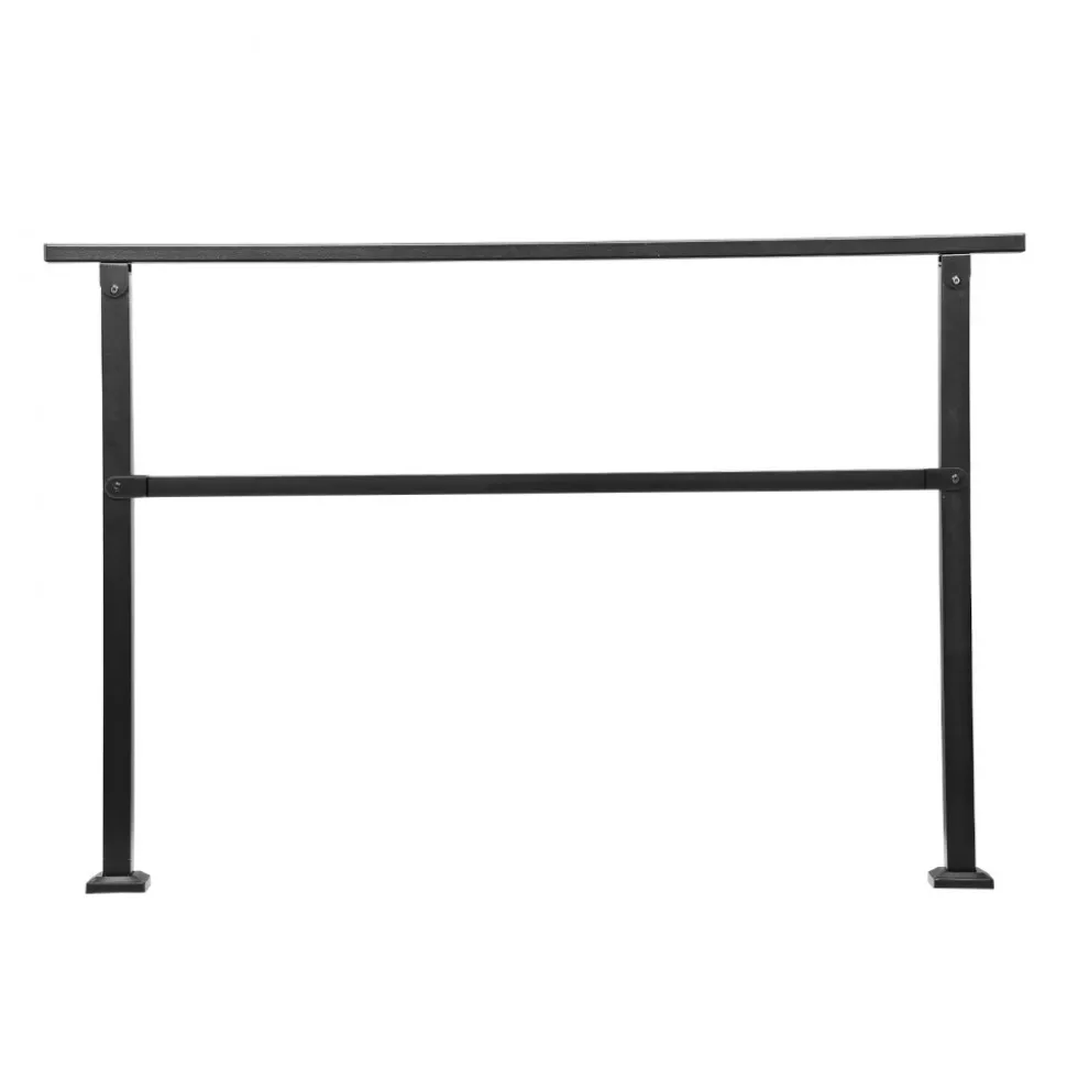 VEVOR Outdoor Handrails for Steps, 4-5 Step Stair Rail Kit, Black Square Tube with Horizontal Bar, Carbon Steel Support Rails for Seniors, Concrete & Deck Stairs, Easy Installation