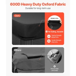VEVOR Outdoor Hot Tub Cover, 95 x 95 x 20 Inch Weatherproof and Waterproof Hot Tub Cover Protector, 600D Heavy Duty Oxford Fabric and 950N Tearing Strength, Square Spa Covers for Hottub, Black