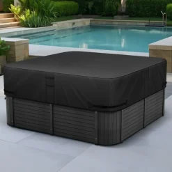 VEVOR Outdoor Hot Tub Cover, 95 x 95 x 20 Inch Weatherproof and Waterproof Hot Tub Cover Protector, 600D Heavy Duty Oxford Fabric and 950N Tearing Strength, Square Spa Covers for Hottub, Black