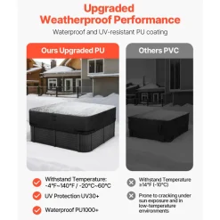 VEVOR Outdoor Hot Tub Cover, 95 x 95 x 20 Inch Weatherproof and Waterproof Hot Tub Cover Protector, 600D Heavy Duty Oxford Fabric and 950N Tearing Strength, Square Spa Covers for Hottub, Black